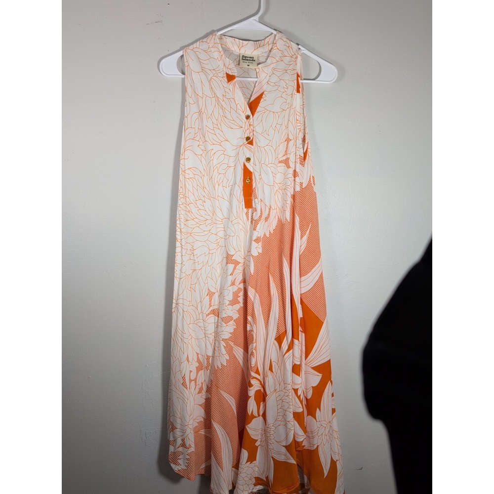 Seven Islands Dress Coverup Flower Print Women Size M Stretchy Beach Vacation